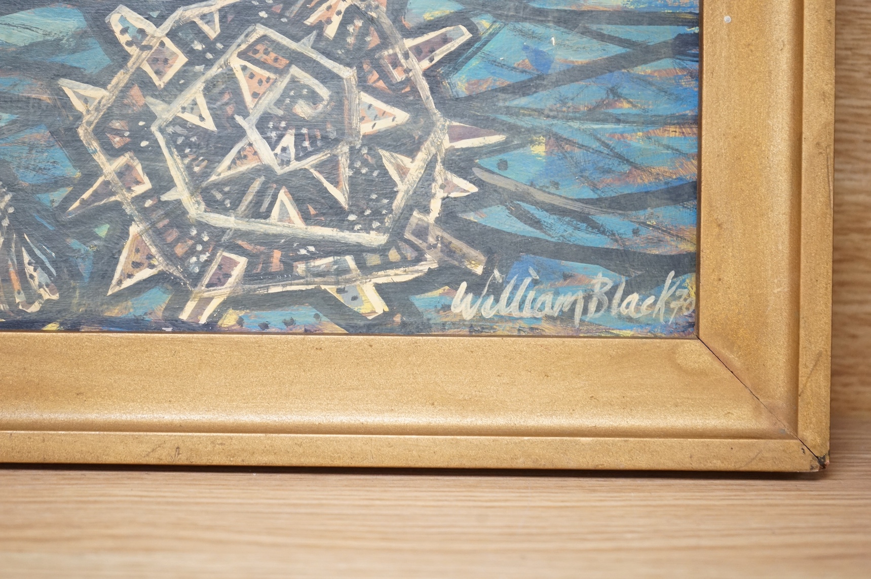 William Black (Cornish, 20th. C), oil on board, 'Twilight sailing', signed and dated '70, 25 x 54cm. Condition - good